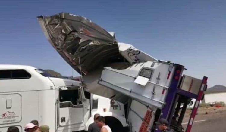 Camioneta choca contra tráiler que era rapiñado en Sonora; hay un muerto y 5 heridos