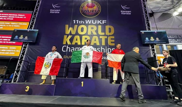 Tabasqueños cierran participación en Mundial de Karate y Kobudo con 2 medallas de oro y cinco de bronce