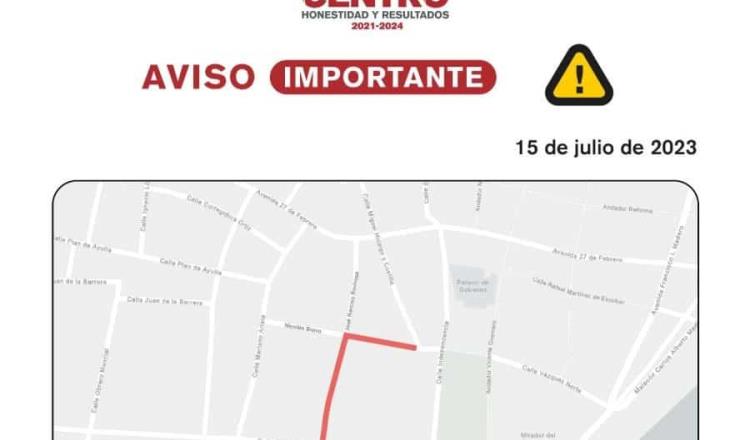 Cerrarán un carril de calles del Centro de Villahermosa por trabajos de bacheo