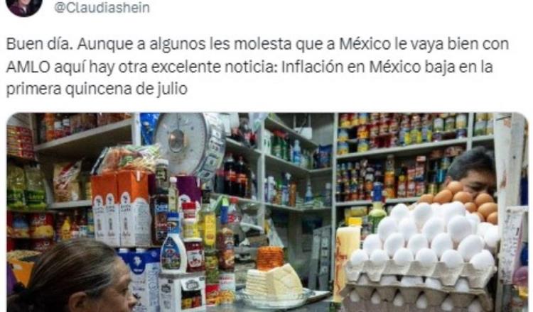 Sheinbaum celebra que inflación en México vaya a la baja