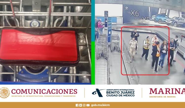 Pasajera olvida cartera con 10 mil euros en carrito de equipaje del AICM y la recupera