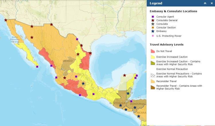 Mantiene EE.UU. nivel de Alerta de Viaje a 6 estados de México