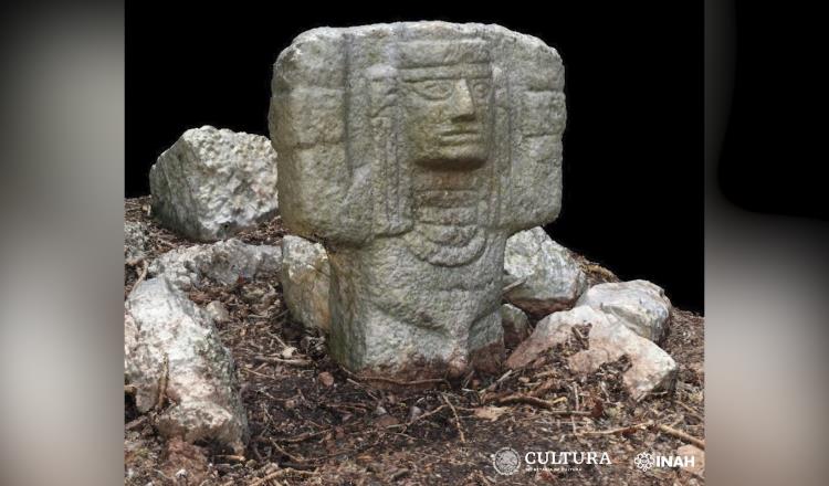 Descubre INAH escultura de atlante maya en Chichén Viejo