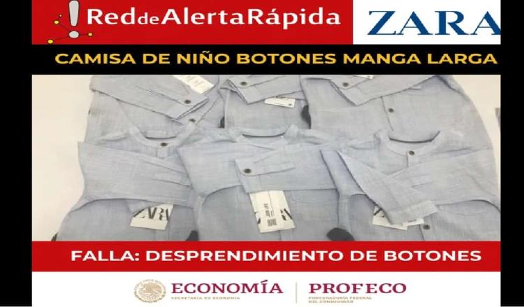 Alerta Profeco por botones en camisa para niño de la marca Zara