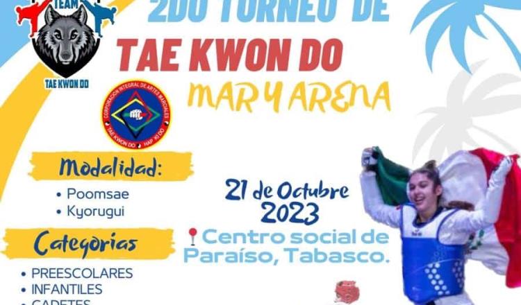 Realizarán en Paraíso 2da edición del torneo de taekwondo "Mar y Arena" el 21 de octubre