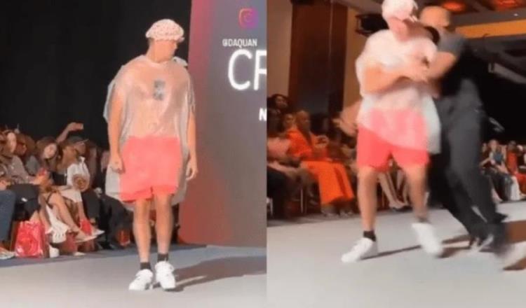 Se disfraza y finge ser modelo durante pasarela de la Semana de la Moda en Nueva York