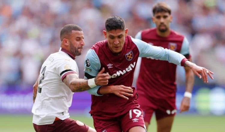 Edson Álvarez sale lesionado en la derrota del West Ham ante el City