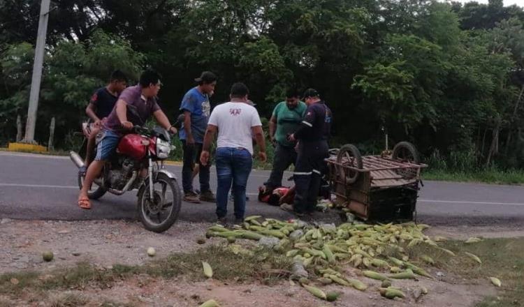 Atropellan a campesino que circulaba en su triciclo en la carretera Cárdenas-Comalcalco