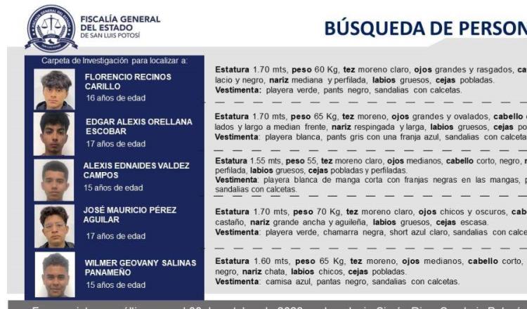 Desaparecen 5 jóvenes migrantes, de entre 15 y 17 años, en San Luis Potosí