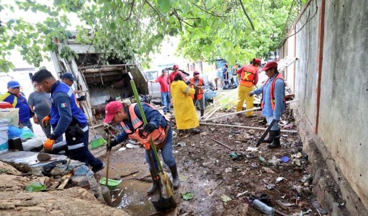 Retiran casi 40 toneladas de basura de drenajes y cárcamos de Villahermosa