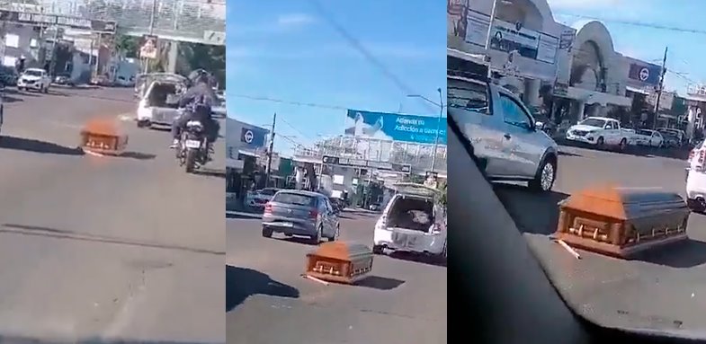 Cae ataúd de carroza en plena avenida en Culiacán, Sinaloa