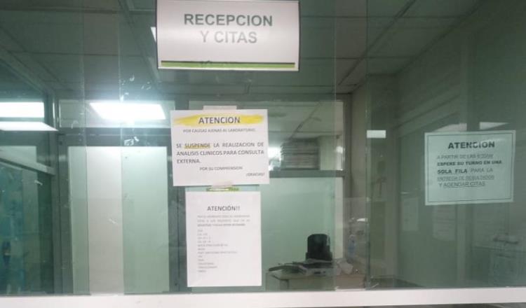 Reconoce Juan Graham que está suspendida la realización de análisis clínicos