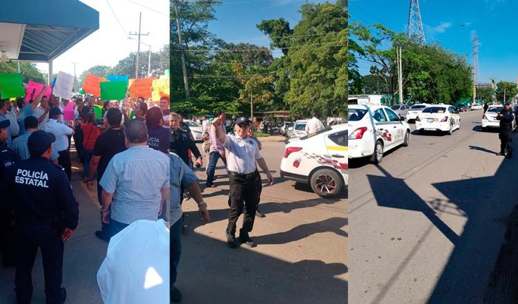 Taxistas realizan manifestación de agradecimiento ante SSPC por rescate de compañero