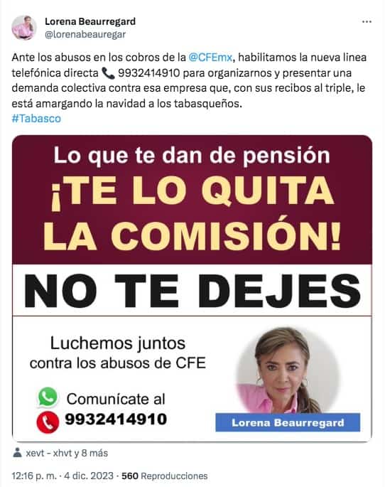 Alista Beaurregard Demanda Colectiva Contra Cfe Por Altos Cobros De Luz 6245