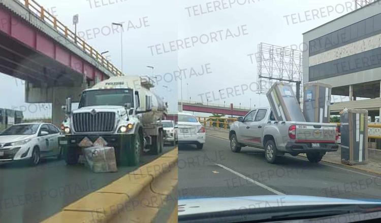 ¡Se le caen los refris! Enseres tirados en Ruiz Cortines provocan tráfico