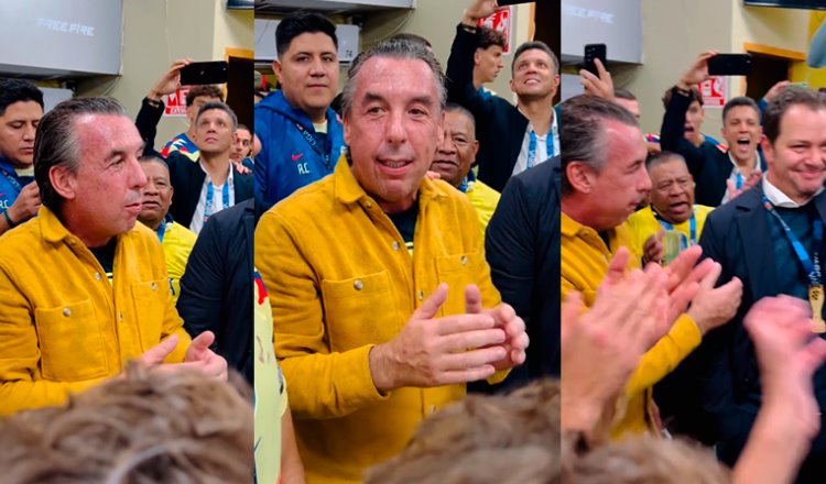 Emilio Azcárraga celebra en vestidores triunfo del América y dedica la 14 "a quienes ya no llegaron"