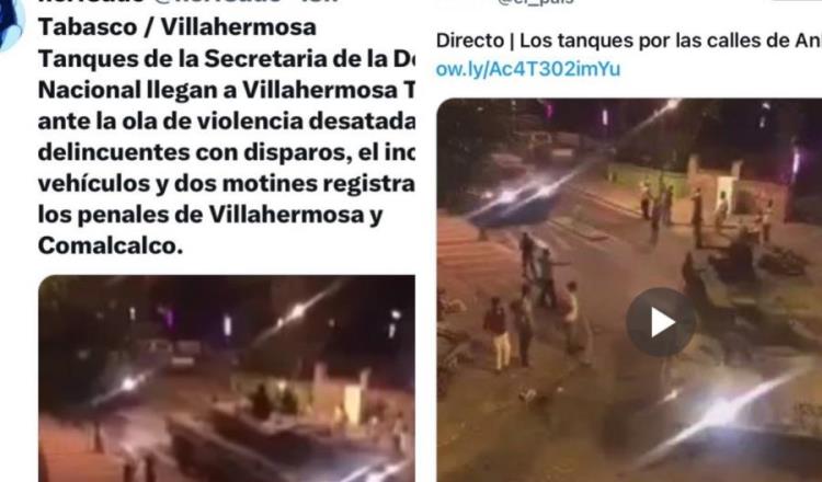 Desmiente Gobierno de Tabasco video de supuesta llegada de tanques militares a la entidad