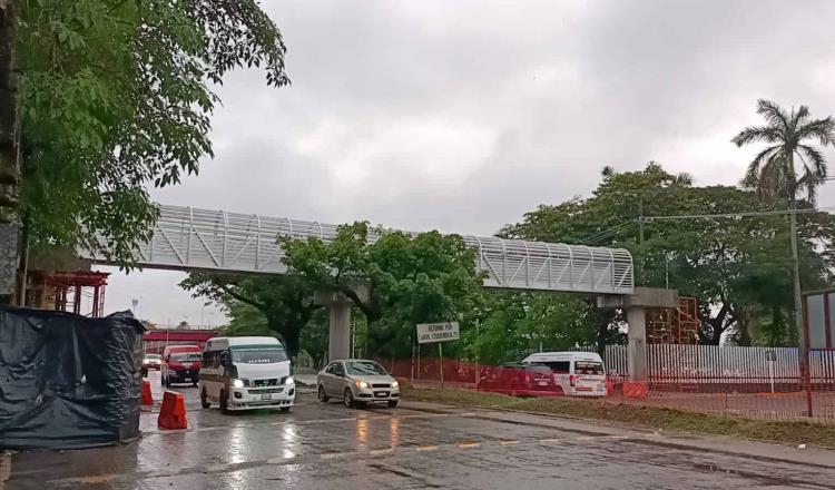 Colocan estructuras de aluminio del puente peatonal de avenida Universidad