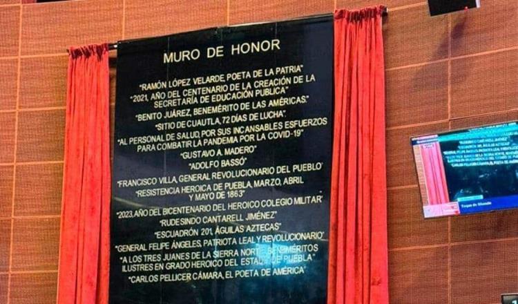 Colocan la leyenda "Carlos Pellicer Cámara, el poeta de América" en el Muro de Honor del Senado