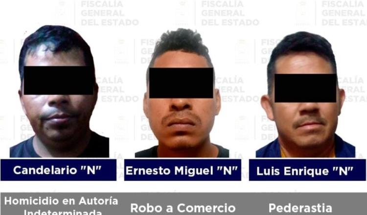 Detiene FGE a cinco sujetos por homicidio, robo y pederastia