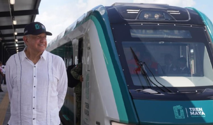 Inaugura Obrador tramo 5 norte del Tren Maya, Cancún-Playa del Carmen