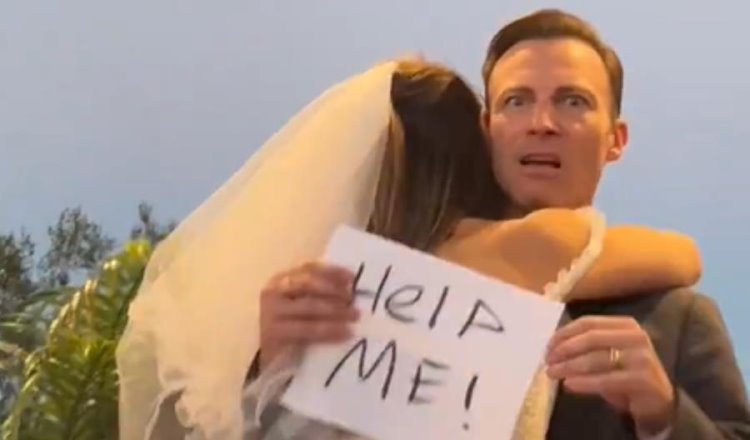 Durante su boda novio pide ser rescatado; video se viraliza