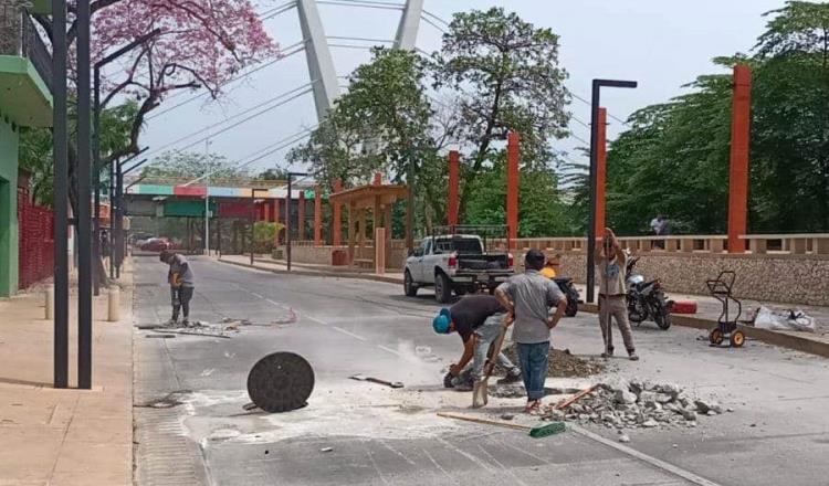 Presión del agua originó fuga en nuevo malecón, justifica Ayuntamiento de Centro