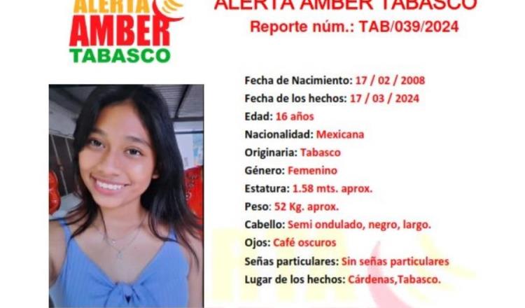 Activan Alerta Amber para localizar a Nahomi Guadarrama 