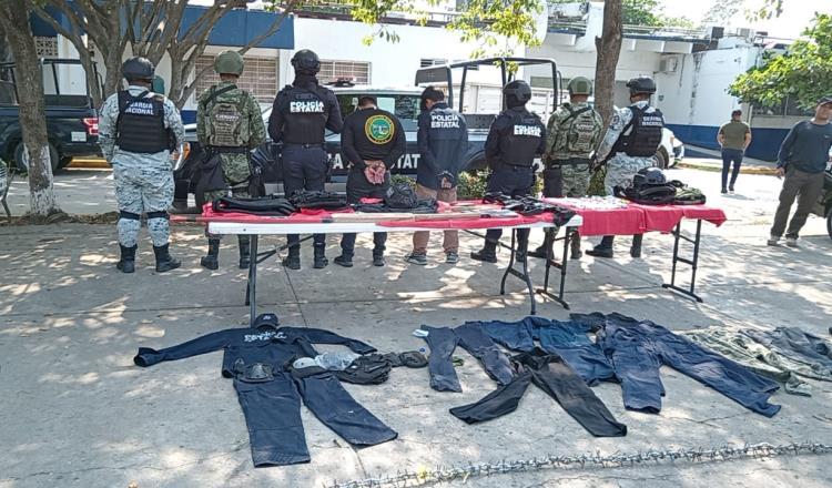 Aseguran droga, armas, equipo táctico y cadena de ponchallantas en Paraíso