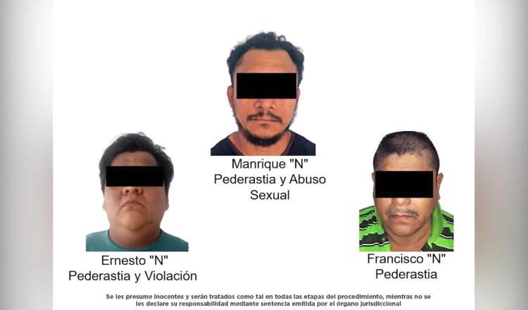 Caen 3 sujetos por pederastia, violación y abuso sexual en Tabasco 