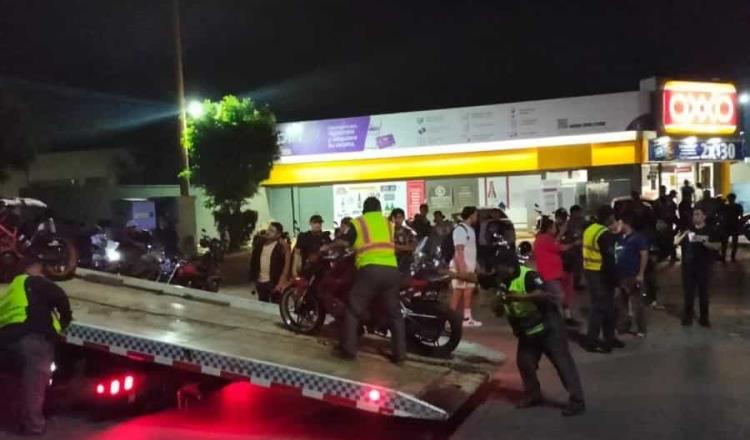Reporta PEC detenidos, aseguramientos e infracciones durante operativo de motos y arrancones en Centro
