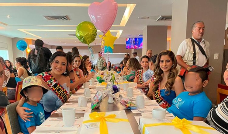 Desayunan embajadoras con niños de la fundación Los Ángeles del Mago Chong-Tall