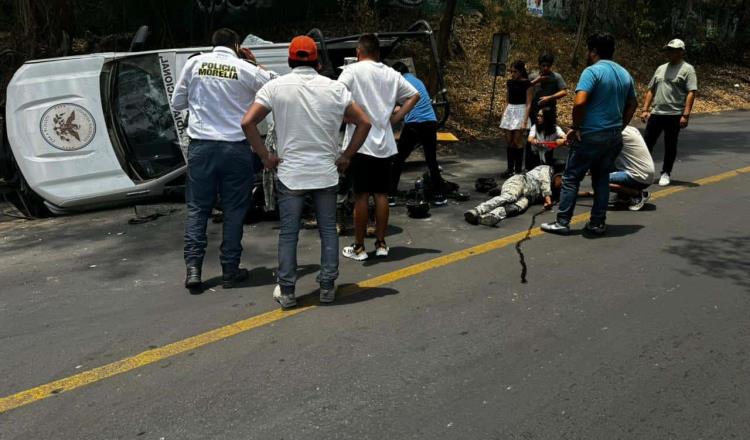 7 elementos de la Guardia Nacional heridos por accidente automovilístico en Morelia