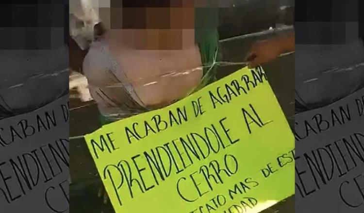 Amarran con cinta a presunto responsable de incendio forestal en Michoacán