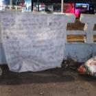 Dejan manta con mensaje a delincuentes en Ruiz Cortines, a la altura Plaza de Toros