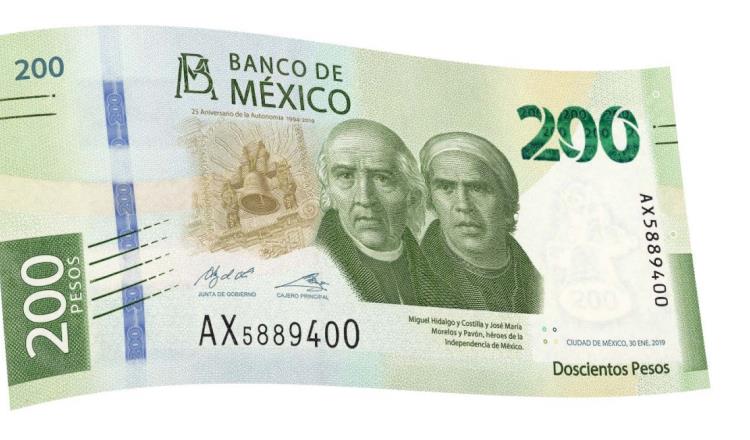 Lanza Banxico nuevo billete de 200 pesos, por 30 años de autonomía