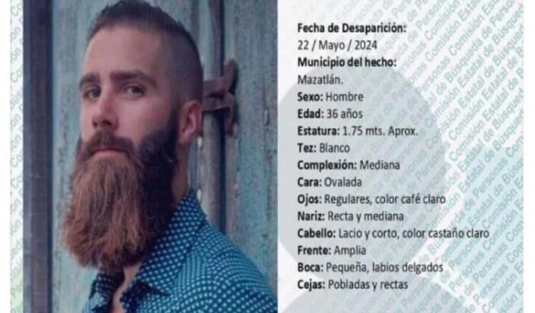 Reportan desaparición de canadiense en Mazatlán