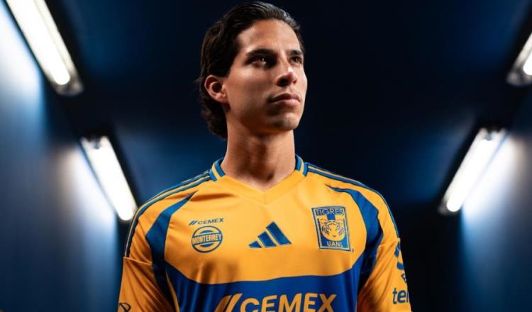 Tigres presenta nuevo jersey para temporada 2024-25 de Liga Mx con Diego Lainez de modelo