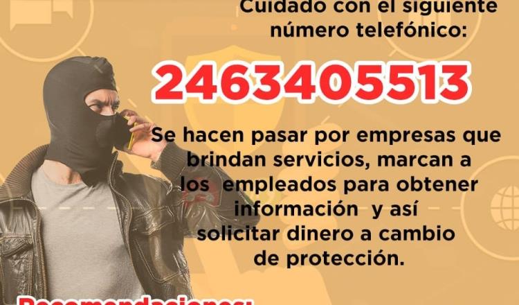 Advierte FGE de número de teléfono utilizado para extorsionar