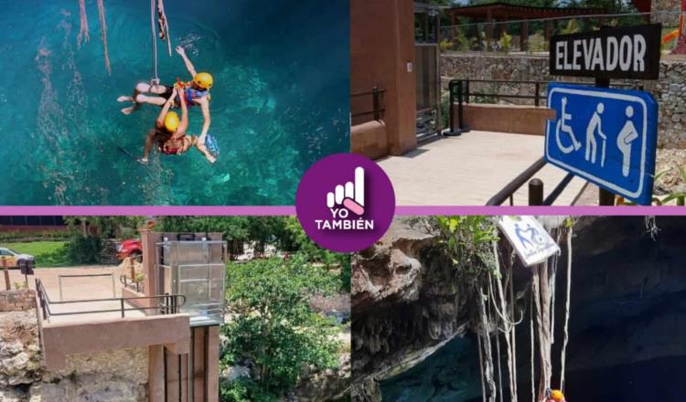 Maravilla natural incluyente: Así es el primer cenote con elevador para pcd en Yucatán