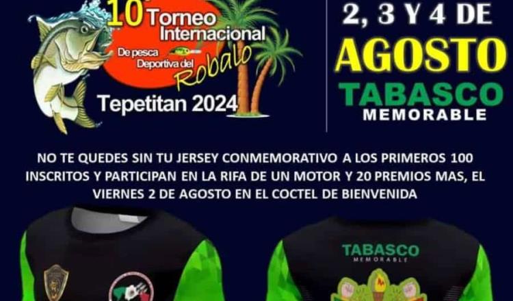 10.º Torneo de Pesca Deportiva de Robalo de Villa Tepetitán será del 2 al 4 de agosto