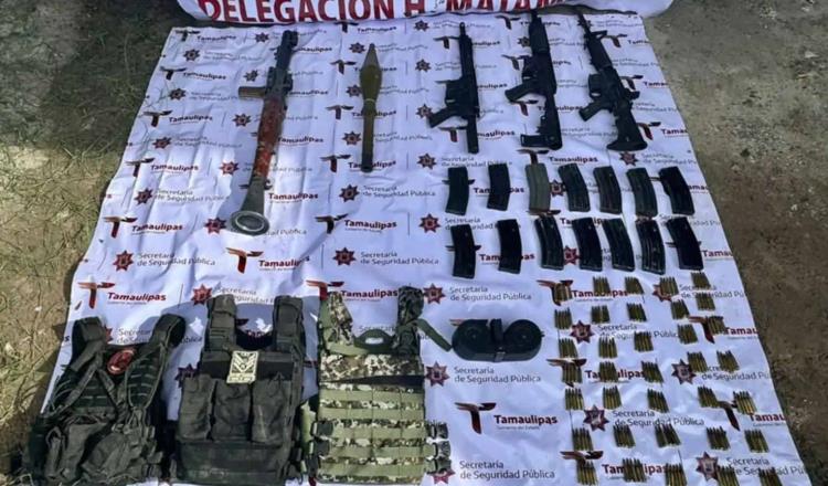 Aseguran lanzacohetes, armas largas y un vehículo en Tamaulipas