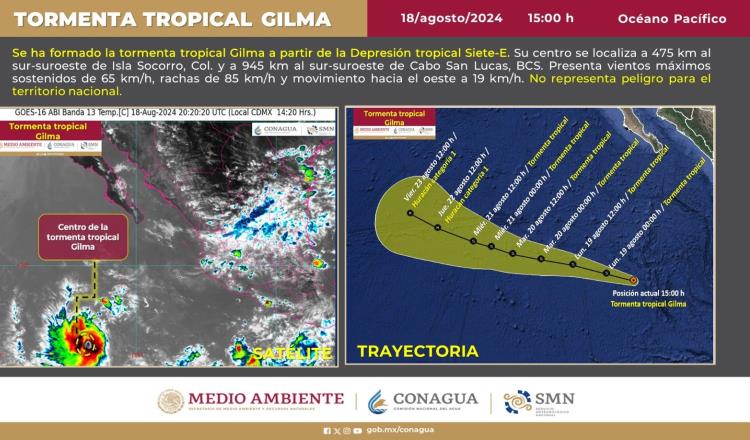 Se forma tormenta tropical Gilma en el Pacífico