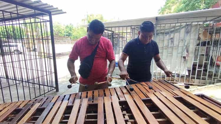 Como en la pandemia músicos continúan laborando con marimba en colonias y fraccionamientos