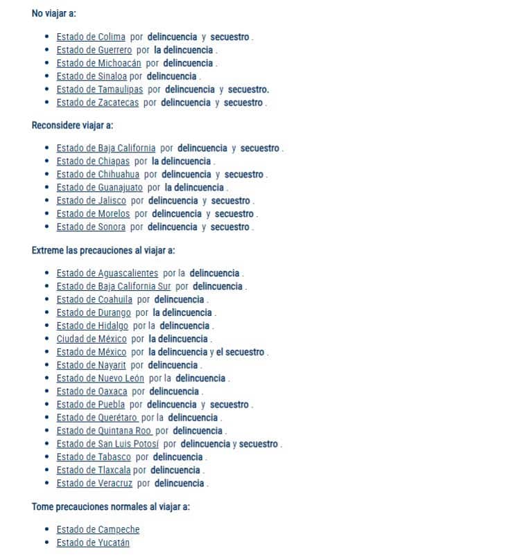 Emite EE.UU. restricciones de viaje para Tabasco por inseguridad