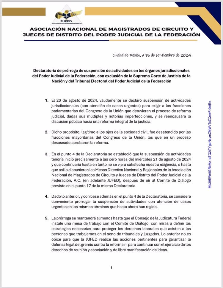 Amplían juzgadores paro laboral contra reforma judicial