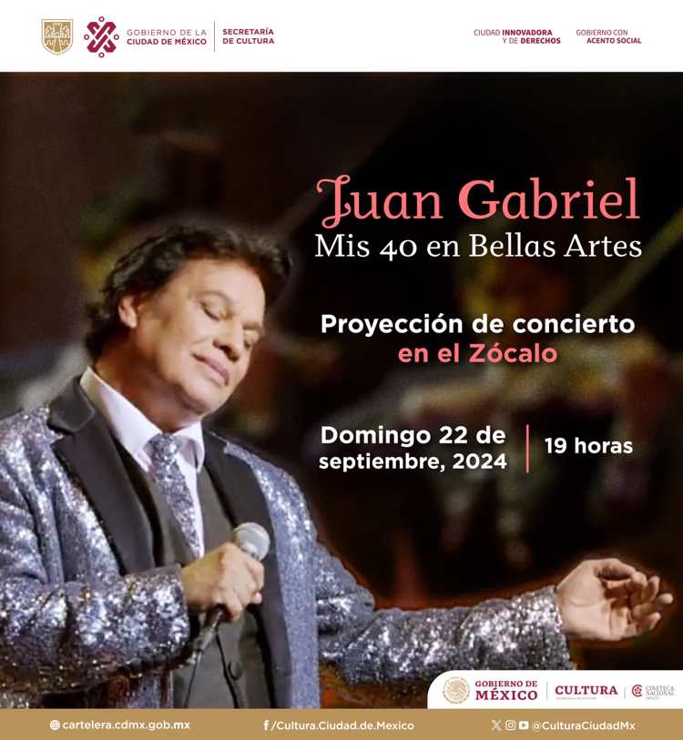 Concierto de Juan Gabriel en Bellas Artes se proyectará en el Zócalo capitalino