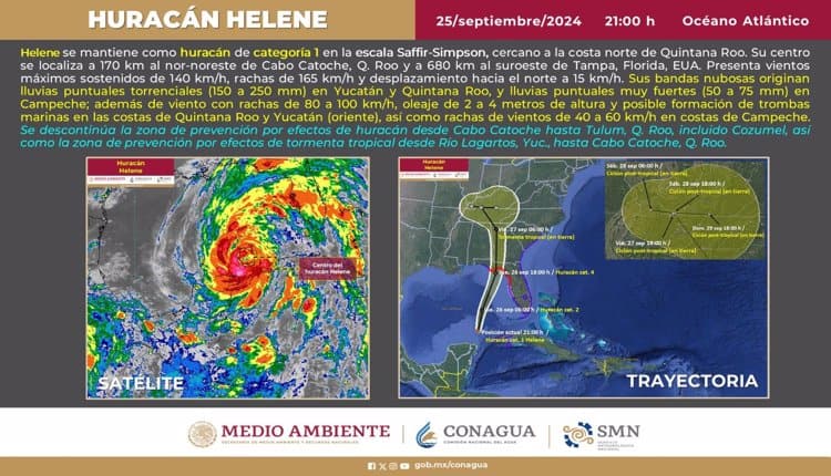 "Helene" deja inundaciones y vuelos cancelados en Quintana Roo