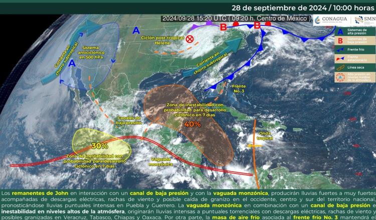 Surgen 2 posibles ciclones en el Pacífico y el Caribe tras paso de "John" y "Helene"