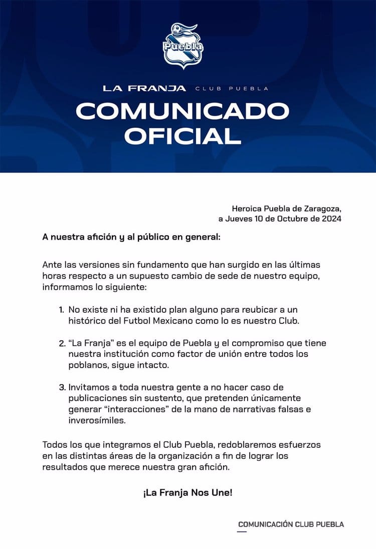 Puebla niega el querer irse del estadio Cuauhtémoc